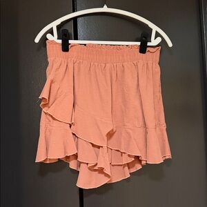 Women's Ruffled Shorts in Salmon